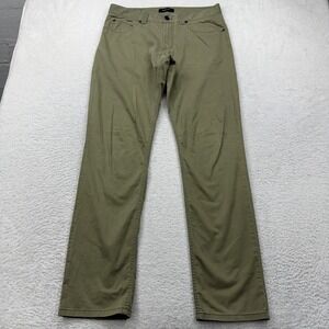 Bugatchi Mens Olive Green Stretch Cotton 5-Pocket Straight Leg Pants Size 33 34